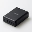 ELECOM MPA-ACD02BK スマートフォン・タブレット用AC充電器/USB-A4ポート(おまかせ充電)/Type-C1ポート(PD30W)/電源ケーブル1.5m/ブラック