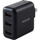 ELECOM MPA-ACU12BK AC充電器/スマホ・タブレット用/3.6A出力/USB-Aメス3ポート/おまかせ充電搭載/ブラック