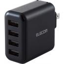 ELECOM MPA-ACU13BK AC充電器/スマホ・タブレット用/4.8A出力/USB-Aメス4ポート/おまかせ充電搭載/ブラック