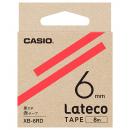 CASIO XB-6RD Lateco用テープ 6mm 赤/黒文字