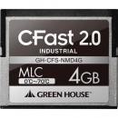 グリーンハウス GH-CFS-NMD4G CFast2.0 SATA6.0Gb/s MLC 0～70℃ 4GB