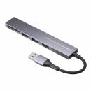 サンワサプライ USB-3HC320MS USB 5Gbps 3ポート スリム ハブ（カードリーダー付き・USB A接続）