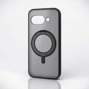 ELECOM PM-P251MAGSTBK Google Pixel 9a/ハイブリッドケース/MAGKEEP/スタンド/マットブラック×ブラック