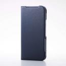 ELECOM PM-P251PLFUJNV Google Pixel 9a/レザーケース/手帳型/UltraSlim/Flowers/薄型/超軽量/磁石付き/ネイビー