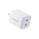 ELECOM MPA-AC10640WH AC充電器/スマホ・タブレット用/USB PD/40W/USB-C×2/スイングプラグ/ホワイト