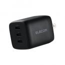 ELECOM ACDC-PD11167BK ノートPC用ACアダプター/USB充電器/USB PD/67W/自動分配/USB-C×3/スイングプラグ/ブラック