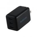 ELECOM ACDC-PD11267BK ノートPC用ACアダプター/USB充電器/USB PD/67W/USB-C×3/スイングプラグ/ブラック