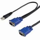 StarTech.com SVECONUS15 4.5mウルトラスリム型パソコン自動切替器専用KVMケーブル2in1USB/VGAKVMケーブルブラックUSBA/D-Sub15ピン-D-Sub15ピン