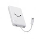 ELECOM DE-C62-5000WF モバイルバッテリー/リチウムイオン電池/5000mAh/12W/USB-C/USB-Cケーブル一体/しろちゃん