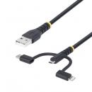 StarTech.com RLTCUB1MBK USB 2.0ケーブル/1m/3-in-1 USB - マイクロUSB TypeC ライトニング/15W/同期充電コード