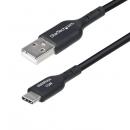 StarTech.com USB2AC2MNC USBケーブル/USB 2.0 Type-A - Type-C/2m/3A 15W/オス-オス/ブラック/充電コード