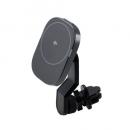 ELECOM W-QC13BK Qi2規格対応ワイヤレス充電器/車載ホルダー/マグネット吸着/15W/エアコンクリップタイプ/スイングアーム付き/ブラック