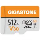Gigastone GJMXR-OG512GV30 microSDXCカード 512GB SDカードケース付き UHS-I U1 V30 Class10スペック 最大読み取り速度100MB/s ビデオ録画 一眼レフカメラ スマホ データ保存 ドローン