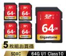 Gigastone GJSXR-64GU1-RED-5PK SDXCカード 64GB 5枚セット Class10 UHS-I U1 最大読み取り速度85MB/s 4K Ultra HD 撮影 一眼レフカメラ デジタルカメラ 4Kビデオカメラ アクションカメラ