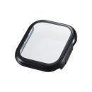 ELECOM AW-25AFCGPBK Apple Watch 46mm/フルカバーケース/プレミアムガラス/高透明/メタリック/ブラック