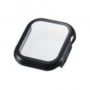 ELECOM AW-25BFCGPBK Apple Watch 42mm/フルカバーケース/プレミアムガラス/高透明/メタリック/ブラック