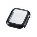 ELECOM AW-25EFCGPBK Apple Watch 40mm/フルカバーケース/プレミアムガラス/高透明/メタリック/ブラック