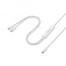 ELECOM U2C-CCCA12WH 2in1 USBケーブル/Type-C+Type-C/ナイロンメッシュ/USB Power Delivery対応/最大140W/1.2m/ホワイト