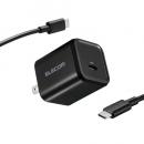 ELECOM ACDC-PD12345BK AC充電器/USB充電器/USB Power Delivery対応/45W/Type-C×1/スイングプラグ/C-Cケーブル付属/1.5m/ブラック