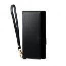 ELECOM P-06PLFY4BK スマートフォン用マルチケース/合成皮革/横開き式/手帳型/UltraSlim/薄型/磁石付き/ハンドストラップ付/カードポケット4つ付/Sサイズ/ブラック