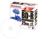 Verbatim DBR25RPP10 BD-R 1回記録用 25GB 録画130分 1-6倍速 5mmケース10枚パック 紙箱入り ワイド印刷対応