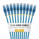 StarTech.com N6PAT25CMBLS10PK CAT6スリムLANケーブル/10本セット/25cm/ブルー/RJ45/100W PoE/UTP/LSZH/カテゴリ6