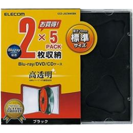 ELECOM CCD-JSCNW5BK Blu-ray/DVD/CDプラケース/2枚収納/5パック/ブラック