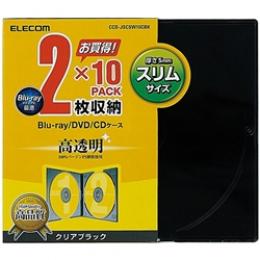 ELECOM CCD-JSCSW10CBK Blu-ray/DVD/CDスリムプラケース/2枚収納/10パック/クリアブラック