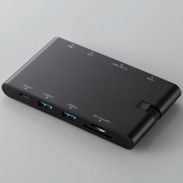 ELECOM DST-C05BK USB Type-Cドッキングステーション/PD/充電用Type-C1ポート/データ転送用Type-C1ポート/USB(3.0)2ポート/HDMI1ポート/D-sub1ポート/LANポート/SD+microSDスロット/ブラック