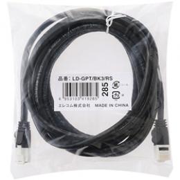 ELECOM LD-GPT/BK3/RS RoHS指令準拠LANケーブル/CAT6/爪折れ防止/3m/ブラック/簡易パッケージ仕様