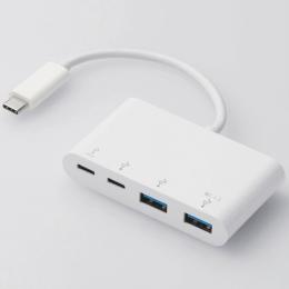 ELECOM U3HC-A423P5WH USB HUB/USB3.1(Gen1)/PD対応/Type-Cコネクタ/Aメス2ポート/Cメス2ポート/バスパワー/ホワイト