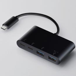 ELECOM U3HC-A424P10BK USB HUB/USB3.1(Gen2)/PD対応/Type-Cコネクタ/Aメス2ポート/Cメス2ポート/バスパワー/ブラック