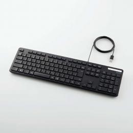 ELECOM TK-FCM108KBK 有線キーボード/薄型/メンブレン式/抗菌/フルサイズ/ブラック