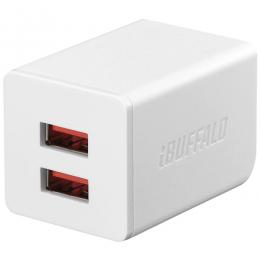 BUFFALO BSMPA2402P2WH 2.4A USB急速充電器 AutoPowerSelect機能搭載 2ポートタイプ 自動判別USBx2 ホワイト