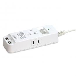 プリンストン PPS-UTAPS1 火災防止＋USB給電機能付マルチタップ「Unitap Safe」 USB給電2ポート電源タップ3個口搭載