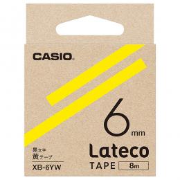 CASIO XB-6YW Lateco用テープ 6mm 黄/黒文字