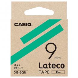 CASIO XB-9GN Lateco用テープ 9mm 緑/黒文字