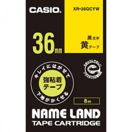 CASIO XR-36GCYW ネームランド用キレイにはがせて下地がかくせる強粘着テープ 36mm 黄に黒文字