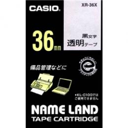 CASIO XR-36X ネームランド用透明テープ 36mm 透明/黒文字