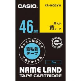 CASIO XR-46GCYW ネームランド用キレイにはがせて下地がかくせる強粘着テープ 46mm 黄に黒文字