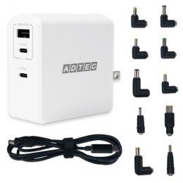 ADTEC APD-A105AC2-wM-WH Power Delivery対応 GaN AC充電器/105W/USB Type-A 1ポート Type-C 2ポート/ホワイト & マルチプラグケーブルセット