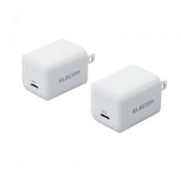 ELECOM MPA-ACCP27WH AC充電器/USB充電器/USB Power Delivery準拠/20W/USB-C1ポート/固定プラグ/2個セット/ホワイト