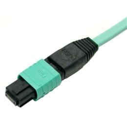 エイム電子 AFP-MPO/MPO-10G-50-05-12C 光ファイバーケーブル12芯 両端MPO 10G（OM3） マルチモード 50/125 ストレート配線 5m アクア