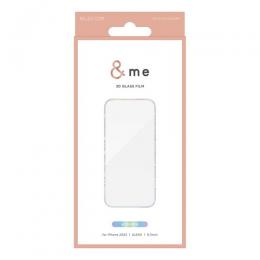 ELECOM PM-A23AFLGFARR iPhone 15/ガラスフィルム/フレーム付き/高透明/&Me/オーロラ