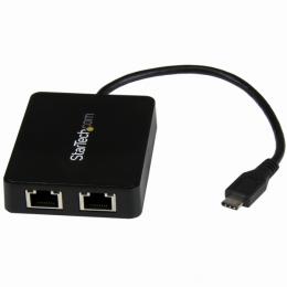 StarTech.com US1GC301AU2R USB-C接続2ポートギガビット有線LAN変換アダプタ USB 3.0 Aポート x1付き USB Type-C(オス) - 2x RJ45(メス)