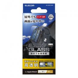 ELECOM AW-23BFLGARR Apple Watch Series 9/8/7 41mm用フルカバーガラスフィルム/スーパーAR/高透明/指紋防止