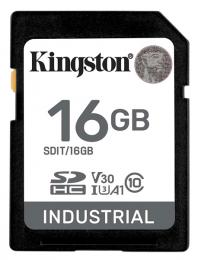 Kingston SDIT/16GB 16GB SDHC Industrial -40℃ to 85℃ C10 UHS-I U3 V30 A1 pSLC