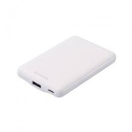 ELECOM DE-C45-5000WH モバイルバッテリー/リチウムイオン電池/薄型/15W出力/5000mAh/USB Type-C入出力1ポート/USB-A出力1ポート/ホワイト