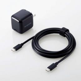 ELECOM ACDC-PD8445BK ノートPC用ACアダプター/USB充電器/USB PD/45W/USB-C×1/C-Cケーブル付属/2.0m/ブラック