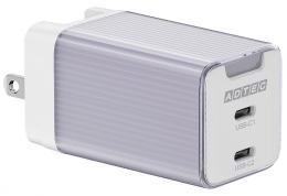 ADTEC APD-V065C2-PU PD対応 AC充電器/GaN/65W/USB Type-C 2ポート/パープル